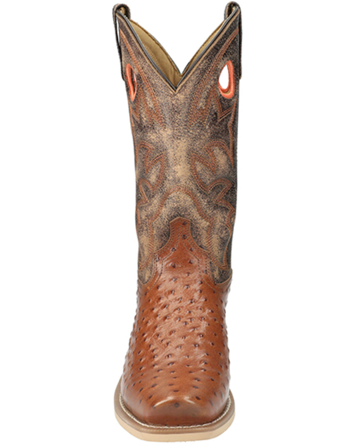 Image #4 - Smoky Mountain Men's Santa Fe Ostrich Print Performance Boots - Square Toe, Cognac, hi-res