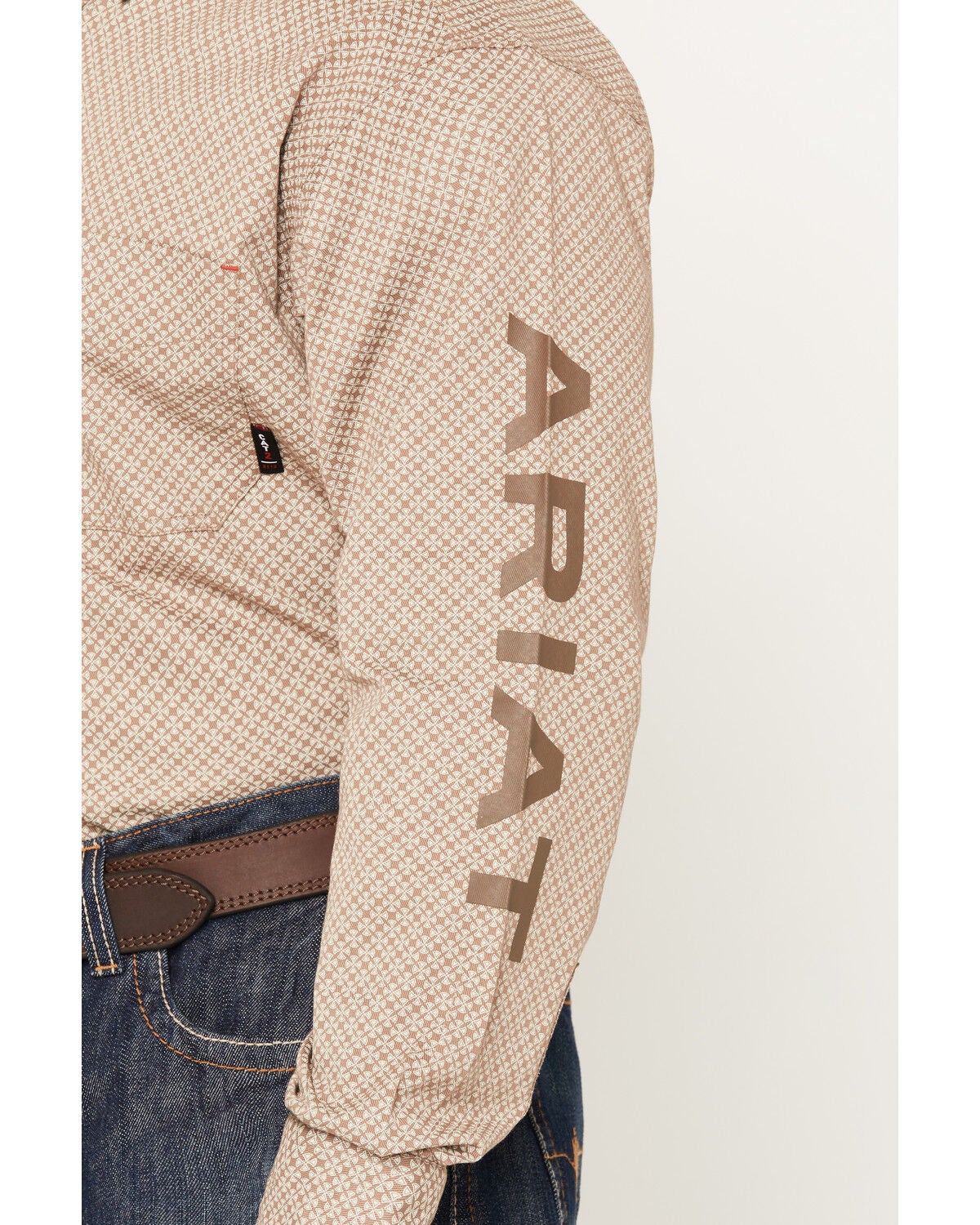 Image #3 - Ariat Men's FR Ty Logo Geo Print Long Sleeve Button-Down Work Shirt, Brown, hi-res