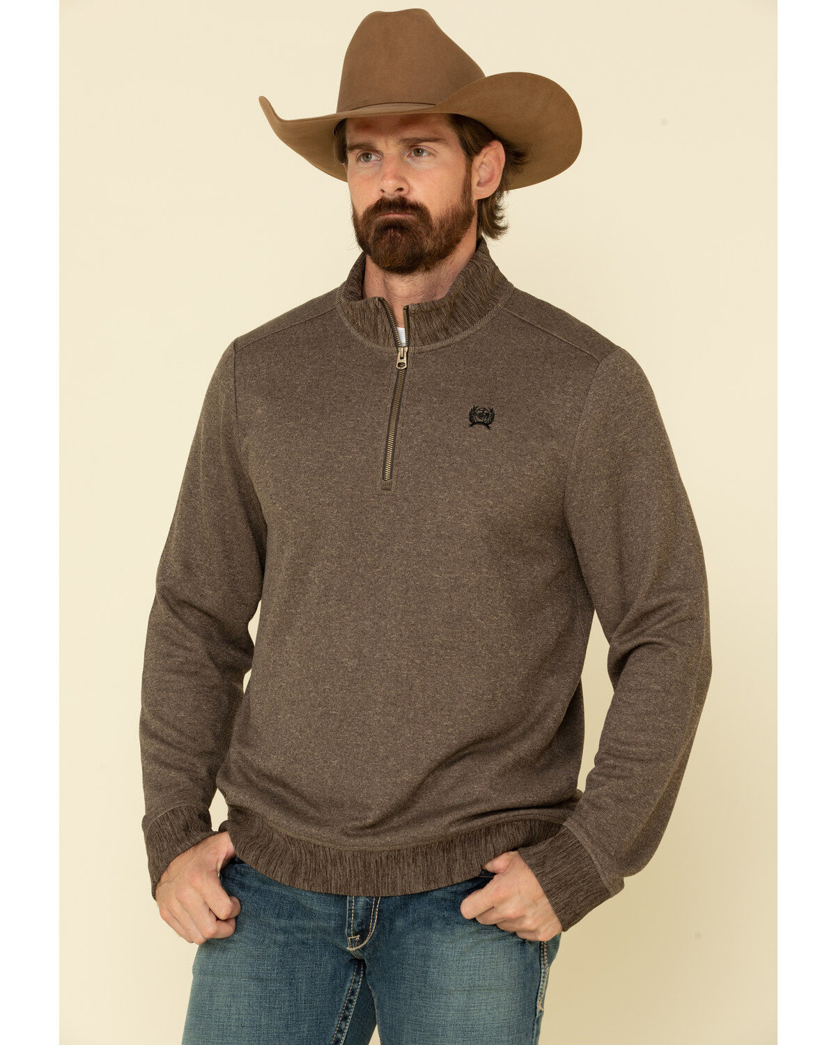 Brown quarter zip pullover clearance