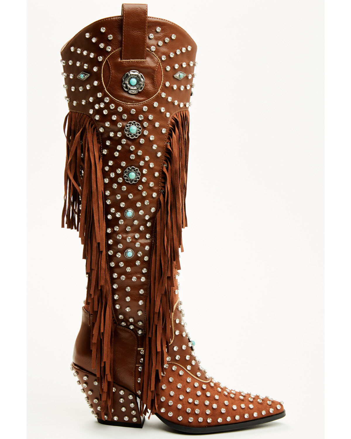 Product Name:  Azalea Wang Women's Bennett Embellished Fringe Tall Fashion Boots - Snip Toe