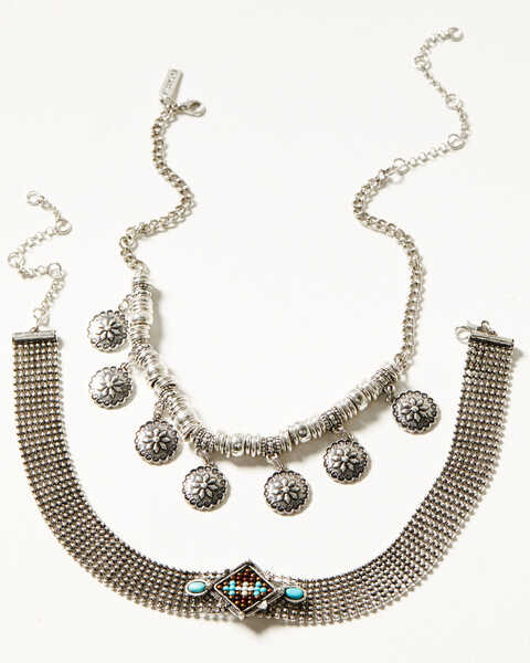 Idyllwind Women's Lantana Choker Necklace Set, Silver, hi-res