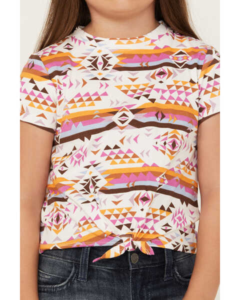 Image #3 - Shyanne Girls' Southwestern Print Knit Tie Top, White, hi-res