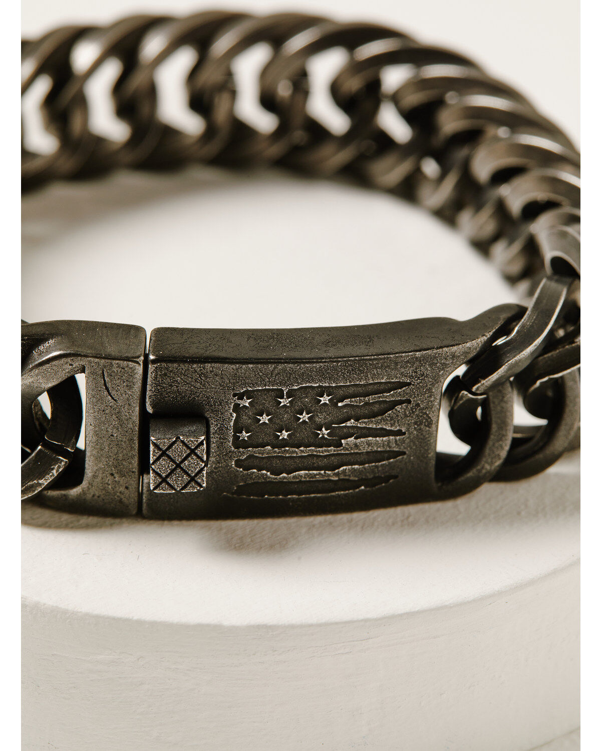 Image #2 - Moonshine Spirit Men's Gun Metal Slashed Flag ID Bracelet, Silver, hi-res
