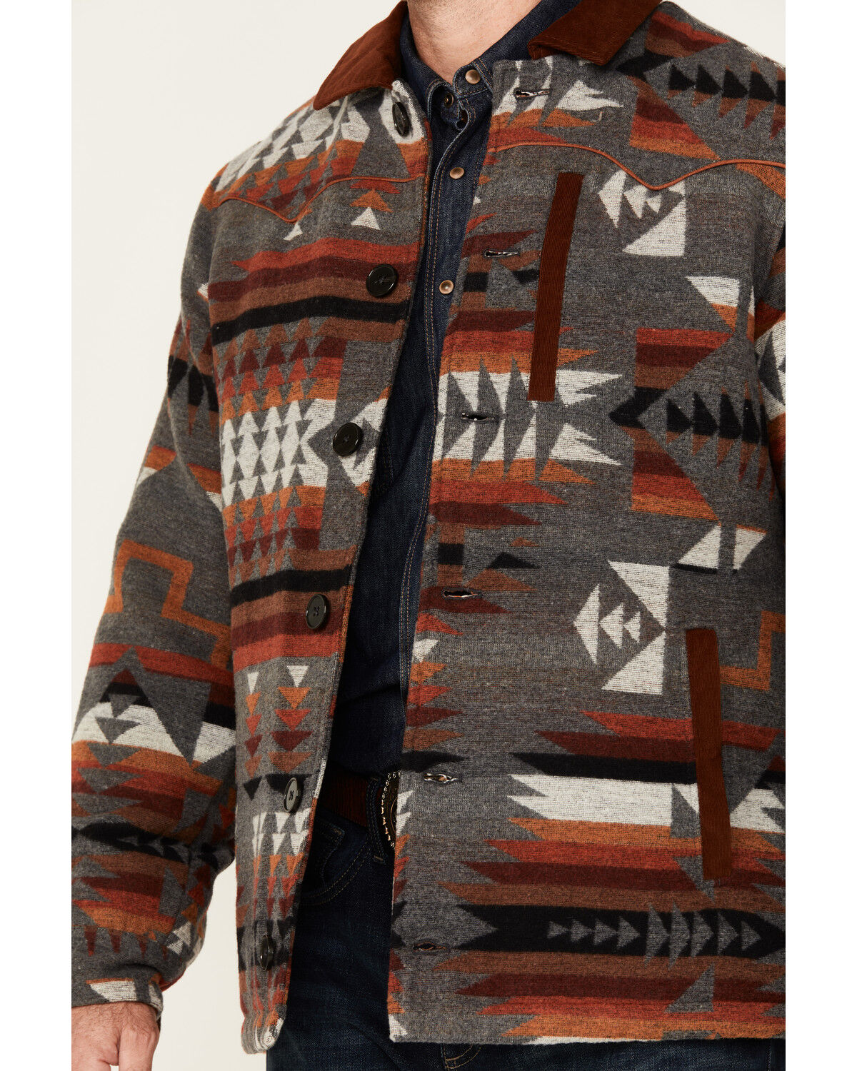 Image #3 - RANK 45® Men's Woodsworth Southwestern Print Wool Shirt Jacket, Grey, hi-res