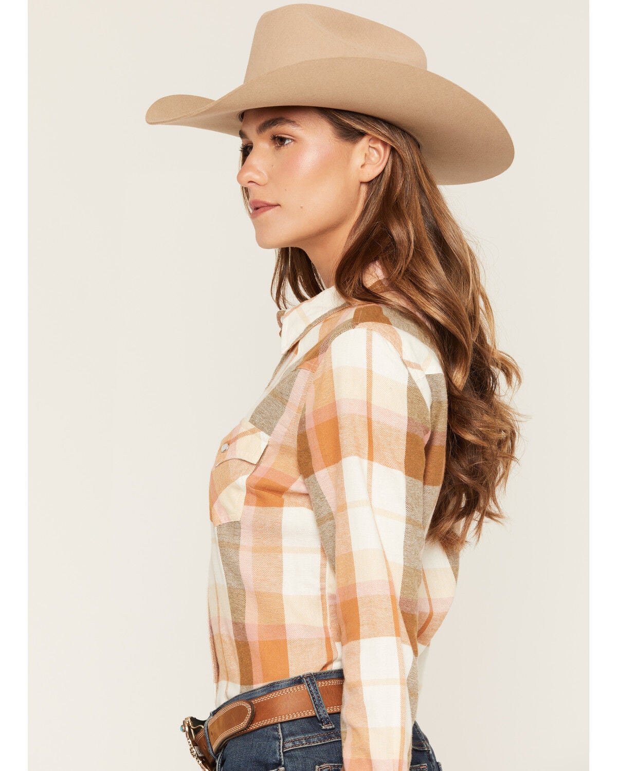 Image #2 - Wrangler Retro Women's Boot Barn Exclusive Plaid Print Long Sleeve Pearl Snap Flannel Shirt, Multi, hi-res