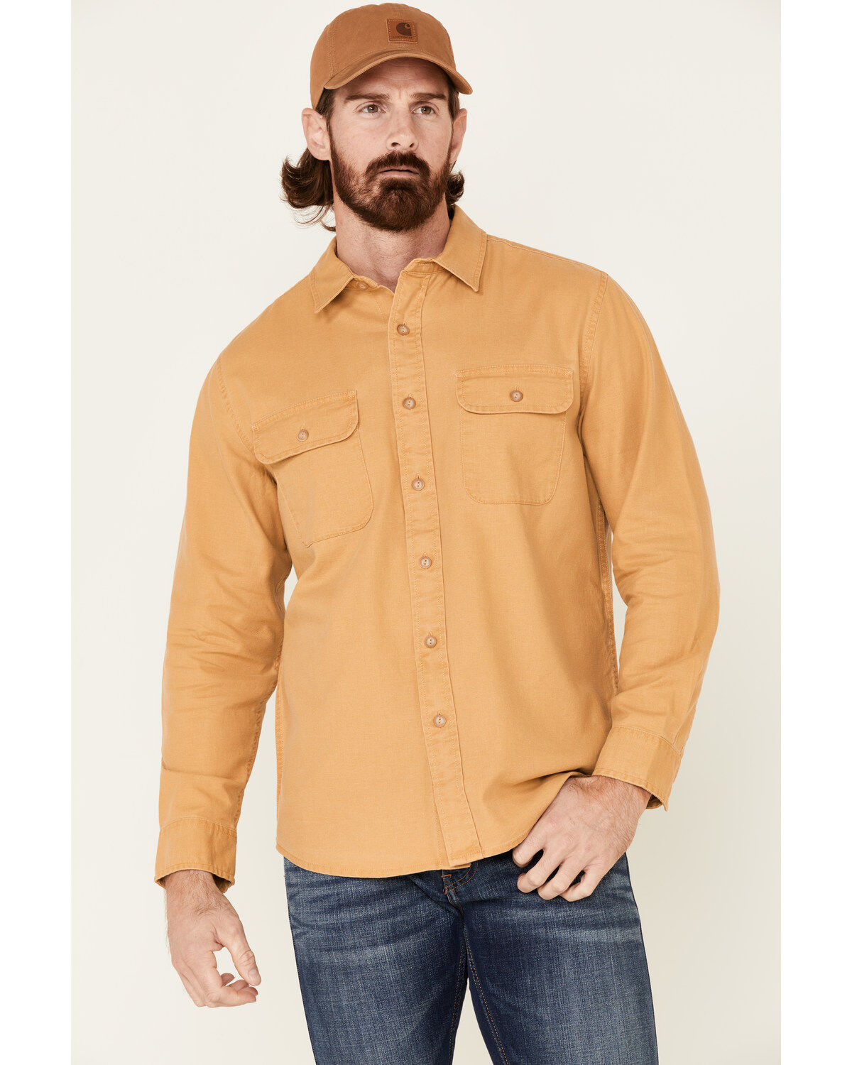Image #1 - Pendleton Men's Mustard Beach Shack Solid Long Sleeve Western Shirt, Yellow, hi-res