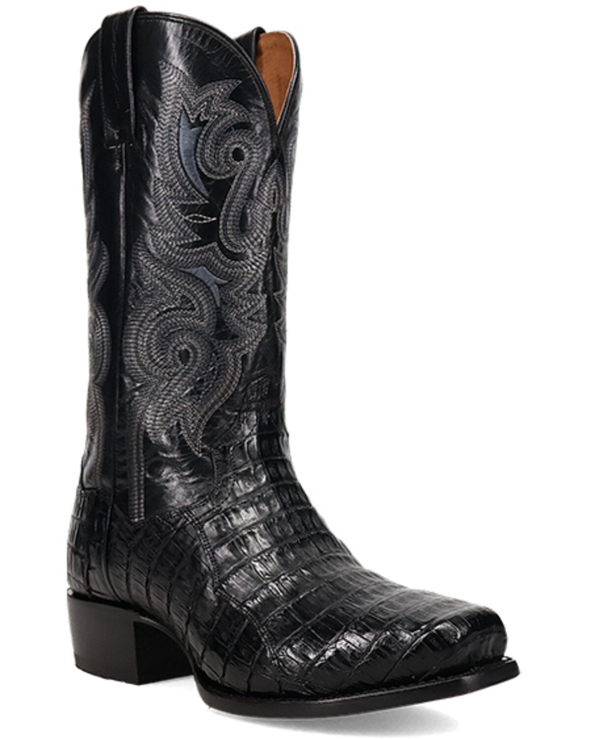 Dan Post Men's Zandor Exotic Caiman Western Boots - Square Toe, Black, hi-res