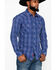 Rock & Roll Denim Men's Plaid Print Long Sleeve Western Shirt, Light Blue, hi-res