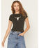Image #1 - Originality Women's Steerhead Short Sleeve Graphic Baby Tee, Black, hi-res