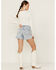 Free People Women's Maggie Light Stone Distressed Shorts , Stone, hi-res