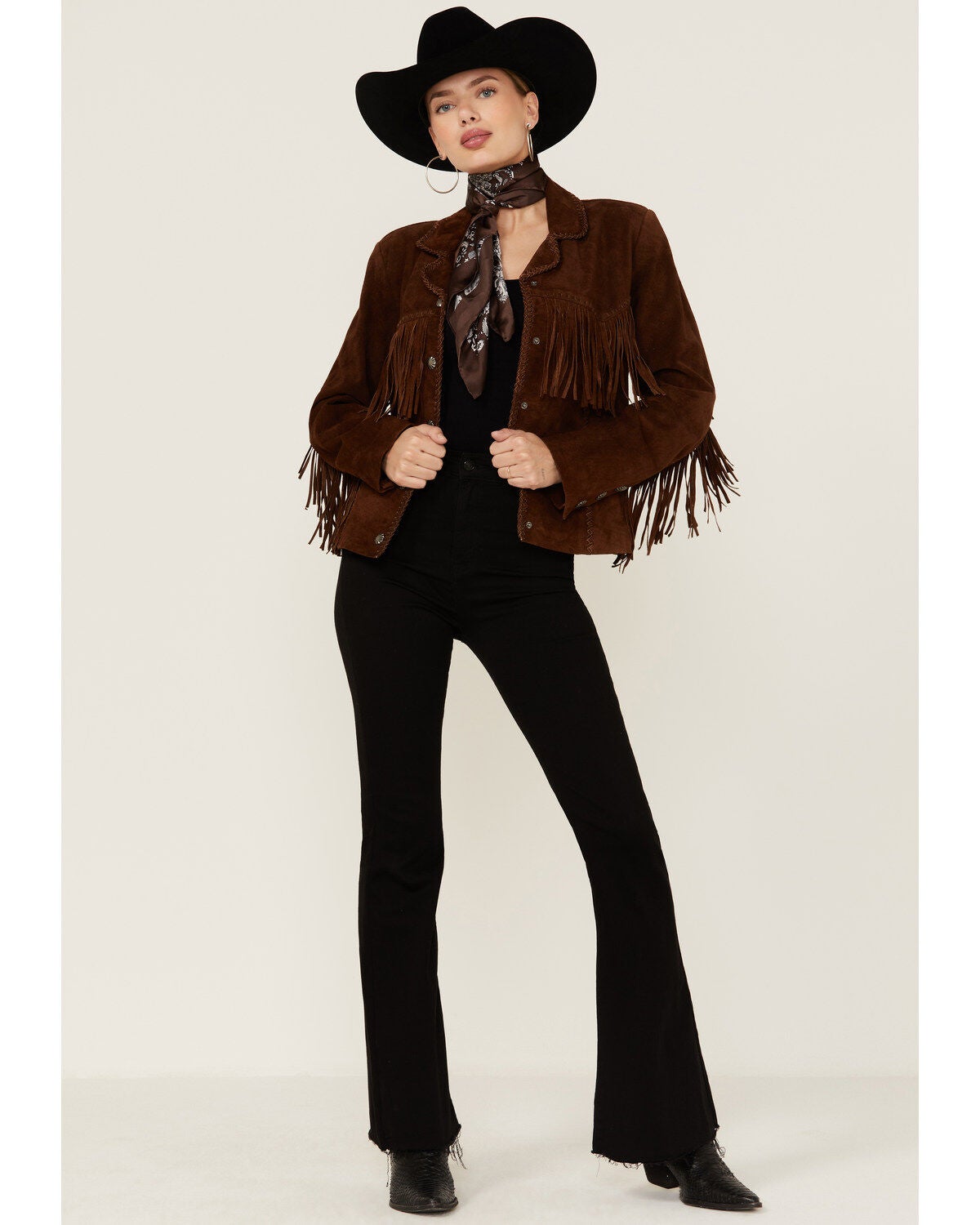 Image #2 - Scully Women's Caf&eacute; Brown Suede Fringe Jacket, Brown, hi-res