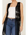 Image #2 - Rock & Roll Denim Women's Black Crochet Long Fringe Vest, , hi-res