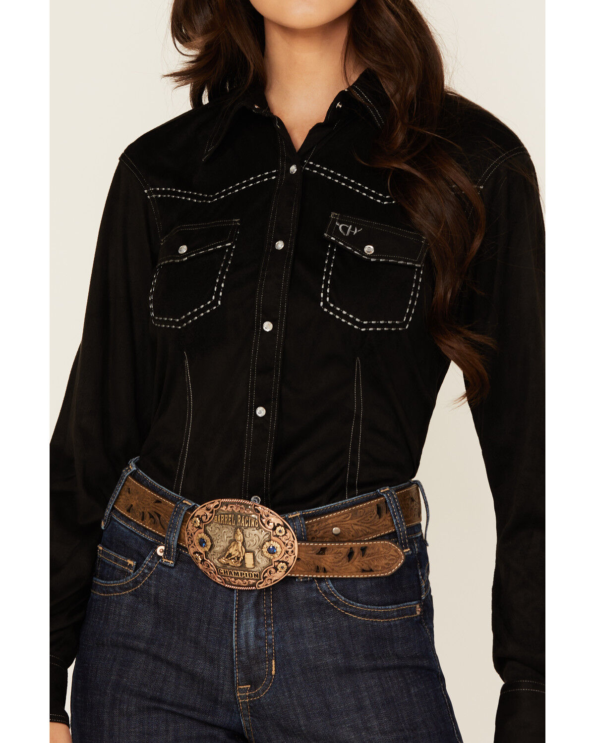 Image #3 - Cowgirl Hardware Women's Faux Suede Long Sleeve Snap Western Shirt, , hi-res