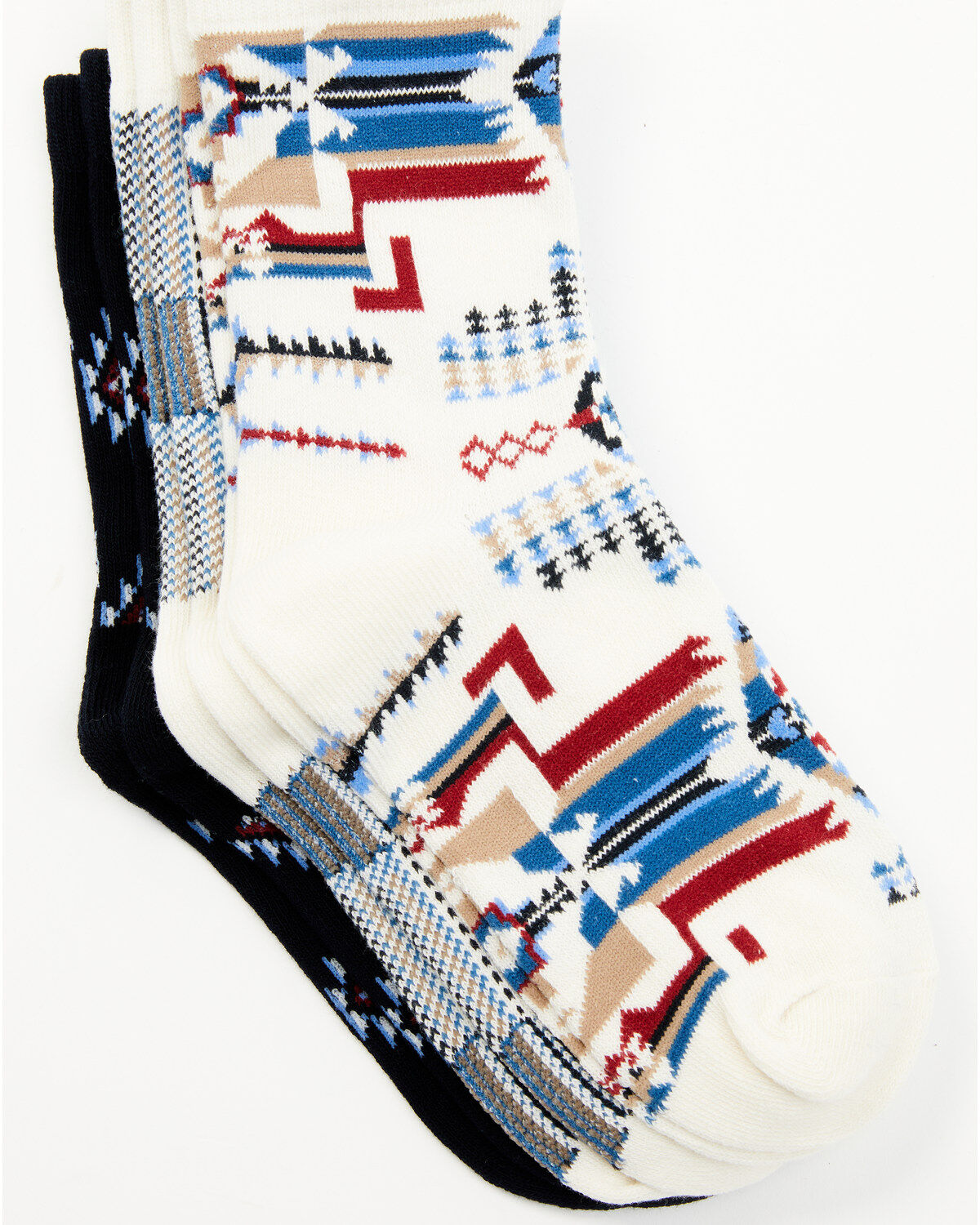 Image #3 - Shyanne Girls' Jesse Southwestern Crew Socks - 3-Pack, Blue, hi-res