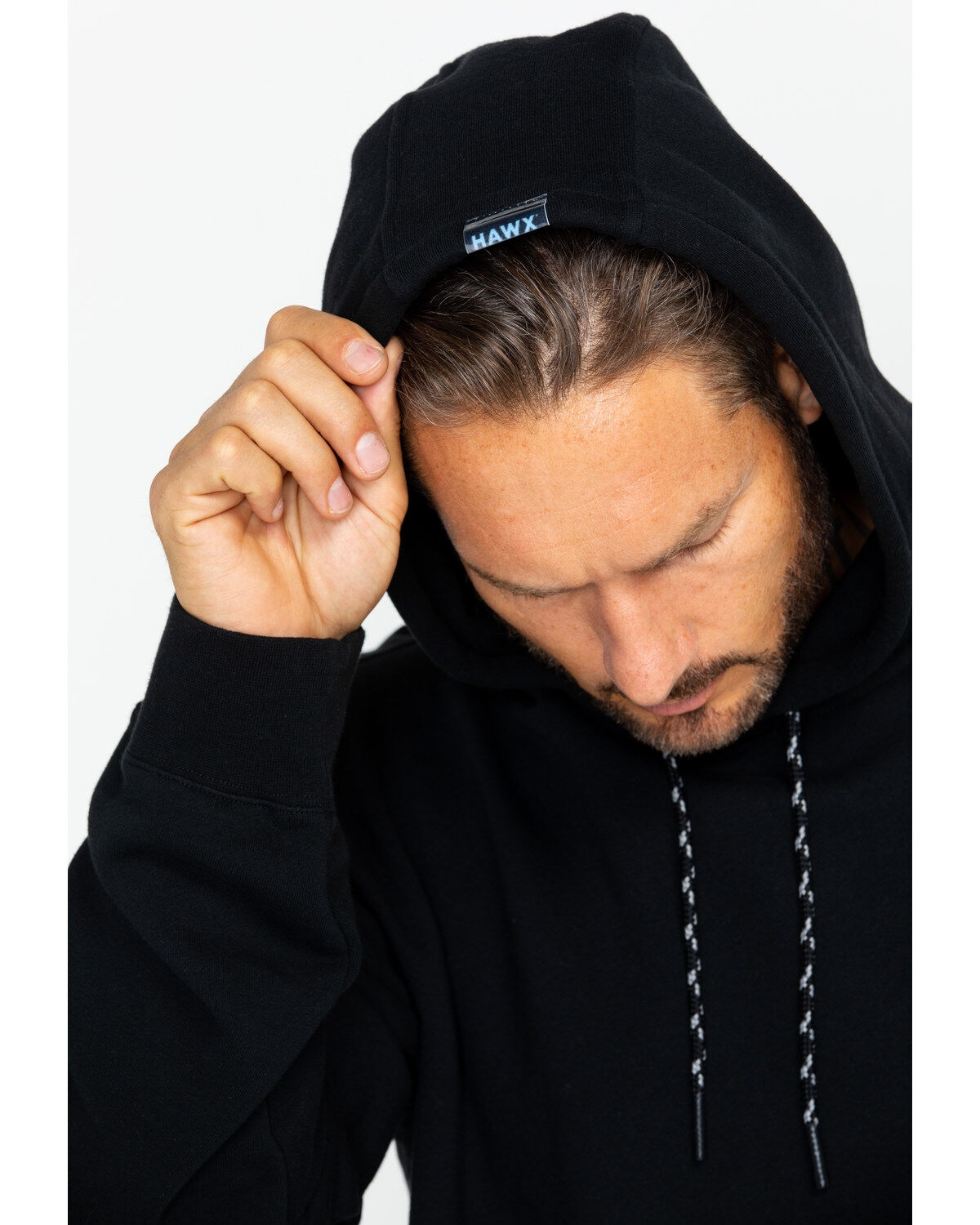 Image #5 - Hawx Men's Logo Sleeve Hooded Work Sweatshirt, Black, hi-res