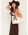Image #1 - Justin Women's Paisley Print Scarf Tote Bag, Cream, hi-res