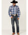 Roper Men's Royal Blue Large Plaid Long Sleeve Snap Western Shirt , Blue, hi-res