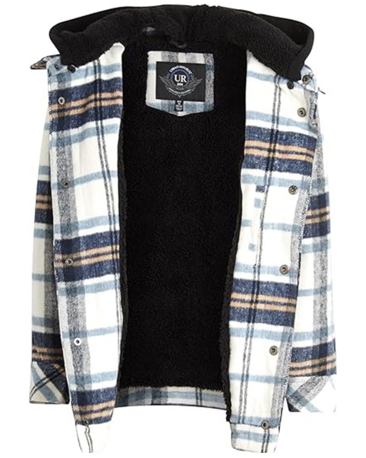 Urban Republic Toddler Boys' Plaid Print Sherpa Lined Hooded Shirt Jacket