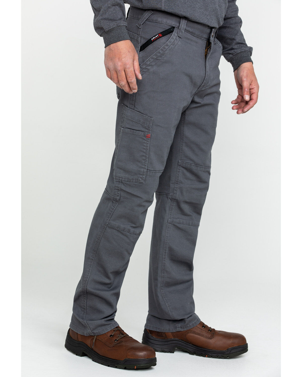 Image #3 - Ariat Men's FR M5 Duralight Stretch Canvas Straight Work Pants, Grey, hi-res