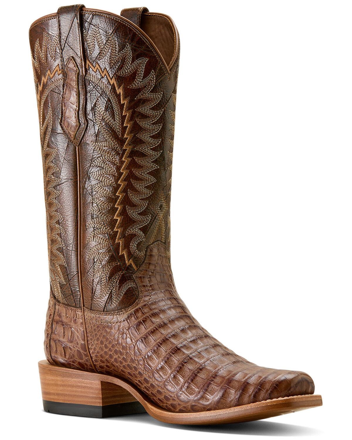 Image #1 - Ariat Men's Futurity Finalist Exotic Caiman Western Boots - Square Toe, Natural, hi-res