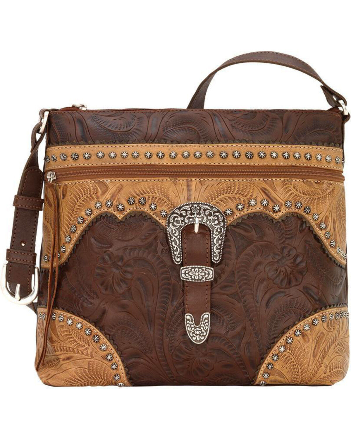 Image #1 - American West Women's Saddle Ridge Zip Top Shoulder Bag, , hi-res