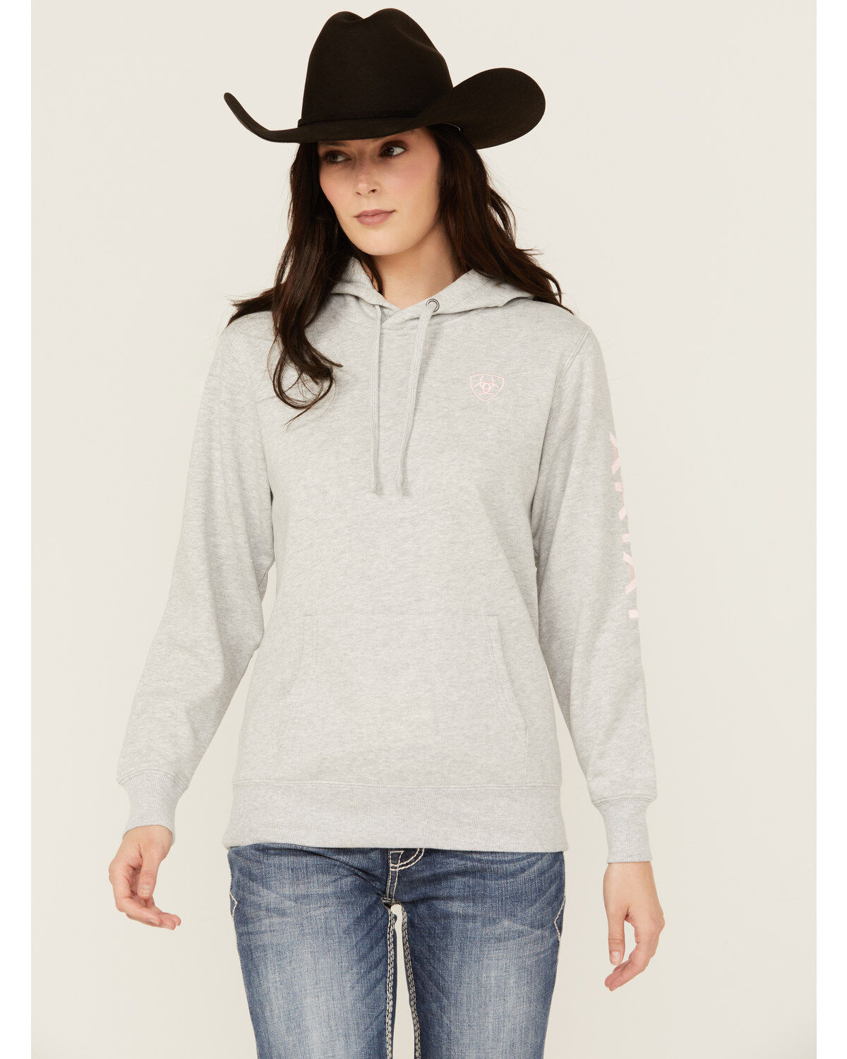 Ariat Women's Boot Barn Exclusive Logo Hoodie, Grey, hi-res