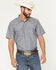 Image #1 - Cody James Men's Barrel Racer Southwestern Striped Print Long Sleeve Snap Western Shirt, Blue, hi-res
