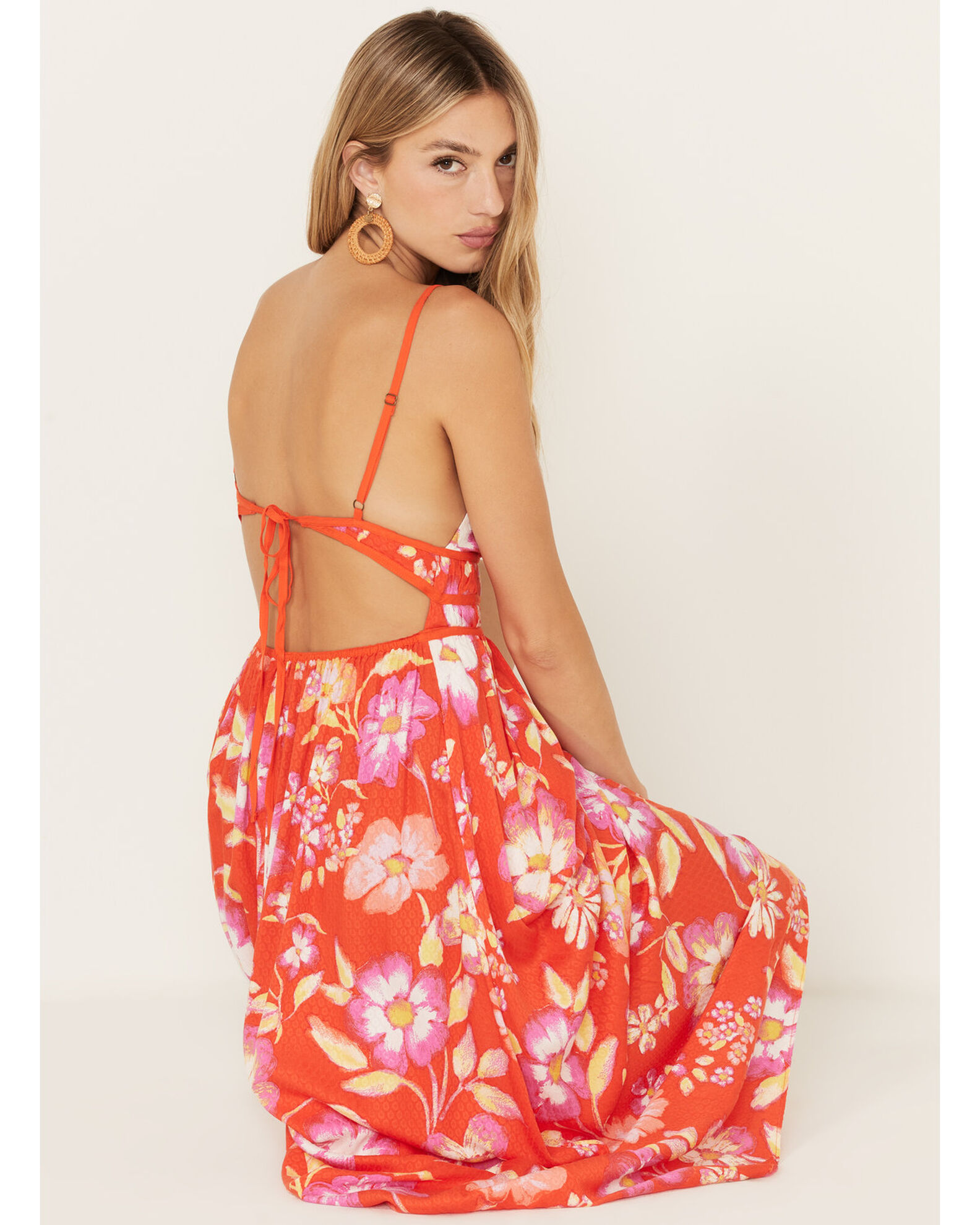 Free people shop orange floral dress