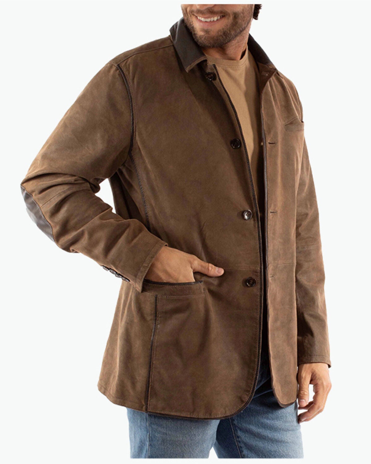 Scully Men's Leather Blazer, Brown, hi-res