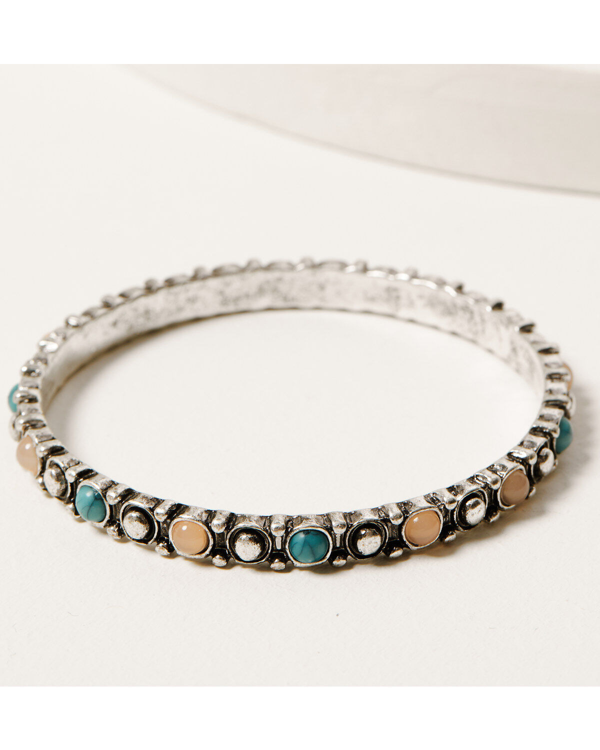 Image #4 - Shyanne Women's 4-piece Silver Turquoise & Peach Moonstone Bangle Bracelet Set, Silver, hi-res