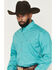 Image #2 - George Strait by Wrangler Men's Solid Long Sleeve Button-Down Stretch Western Shirt - Big, Teal, hi-res