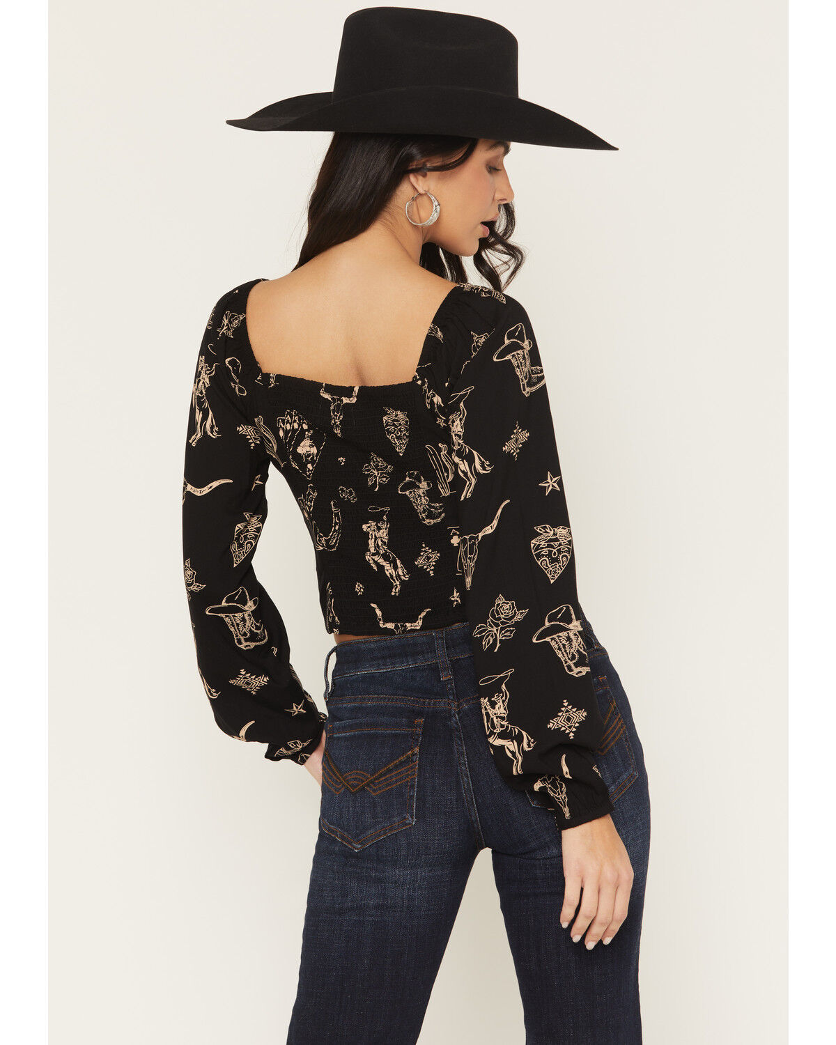Image #5 - Idyllwind Women's Keystone Conversational Print Long Sleeve Top, Black, hi-res