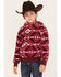 Shyanne Girls' Southwestern Print Fleece Hoodie, Wine, hi-res