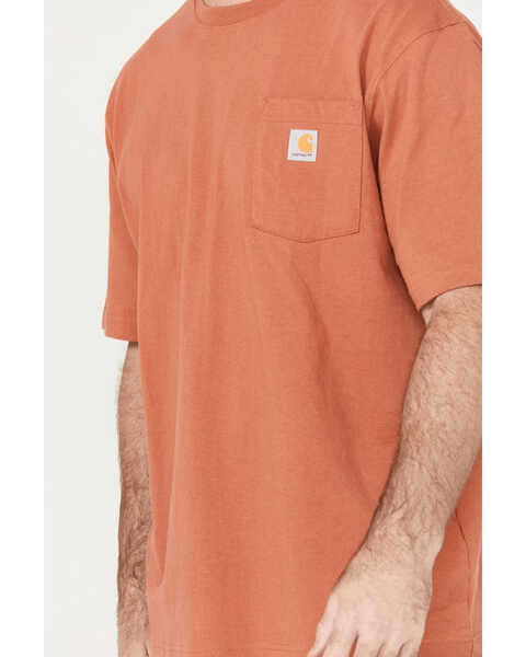 Image #3 - Carhartt Men's Loose Fit Heavyweight Logo Pocket Work T-Shirt, Dark Orange, hi-res
