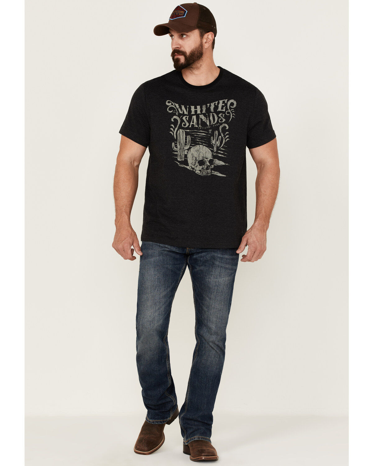 Image #2 - Brothers and Sons Men's Heathered White Sands Skull Graphic Short Sleeve T-Shirt, Black, hi-res