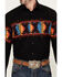 Panhandle Men's Southwestern Border Long Sleeve Western Snap Shirt, Black, hi-res