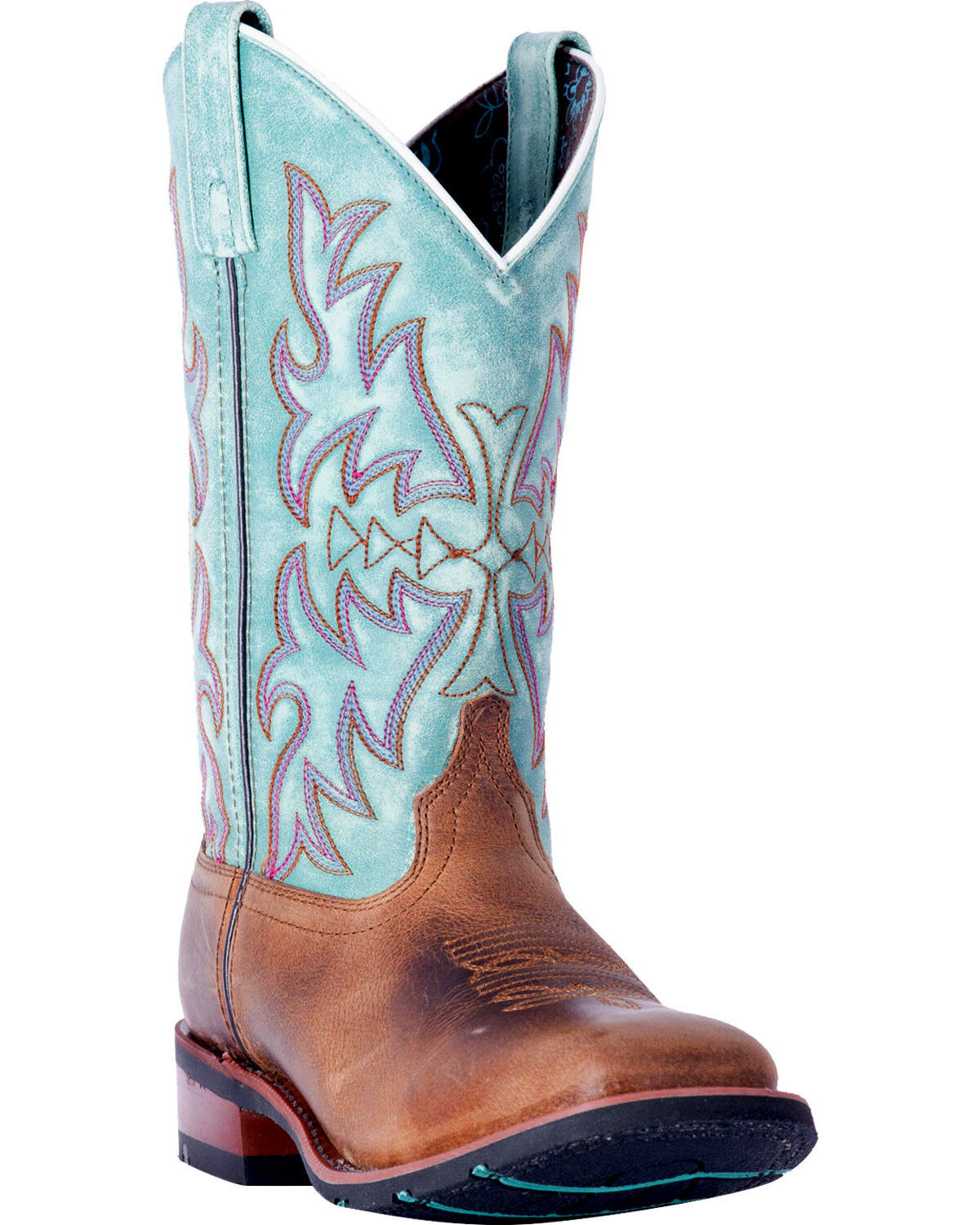 Image #1 - Laredo Women's Anita Brown/Blue Western Performance Boots - Broad Square Toe, Brown, hi-res