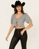 Image #1 - Beyond The Radar Women's Tie-Front Short Sleeve Cropped Shirt, Black, hi-res