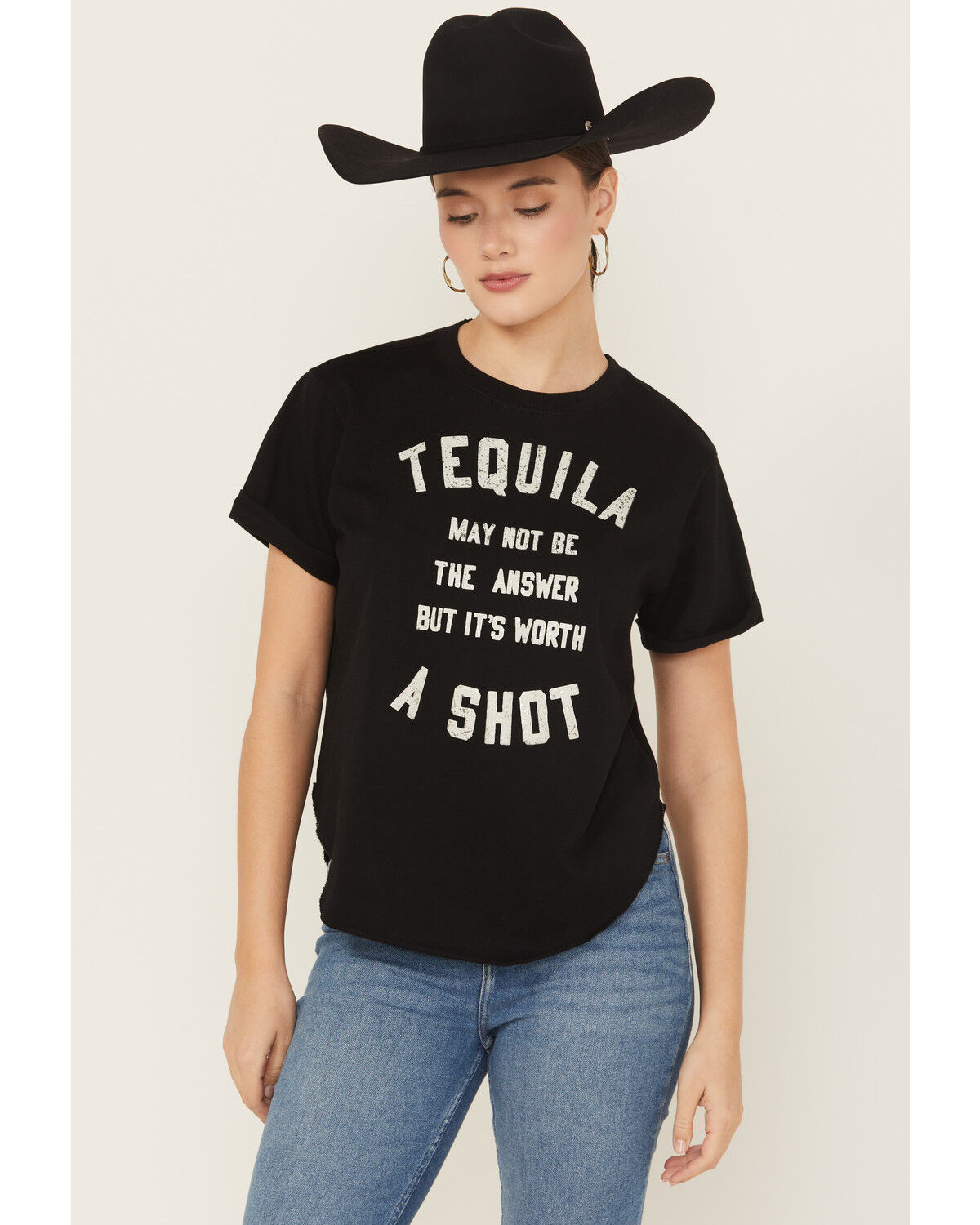 Idyllwind Women's Shot Of Tequila Short Sleeve Graphic Tee, Black, hi-res