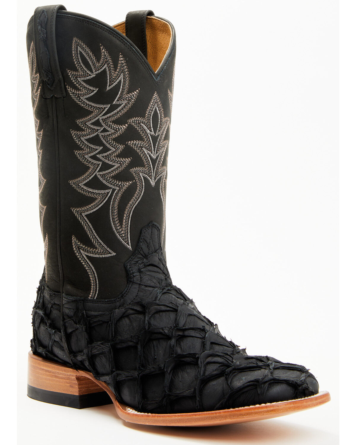 Cody James Men's Exotic Pirarucu Western Boots - Broad Square Toe, Black, hi-res