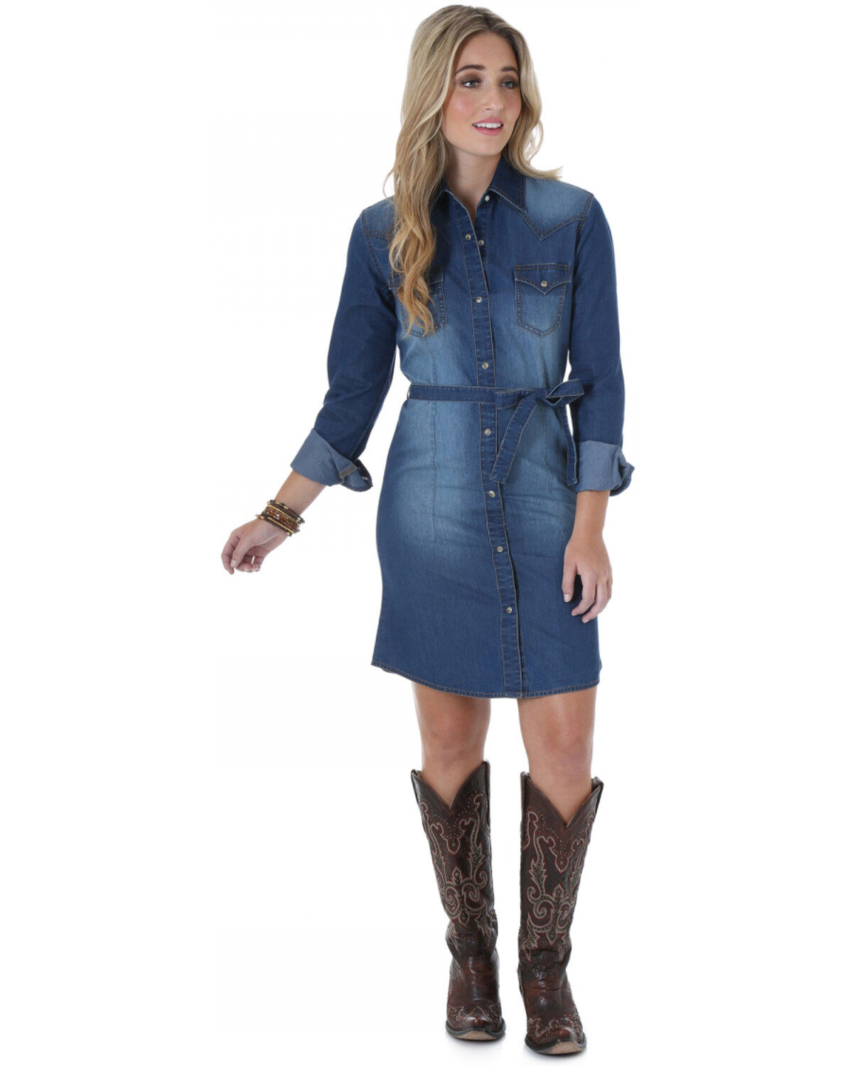 denim dress with long sleeves