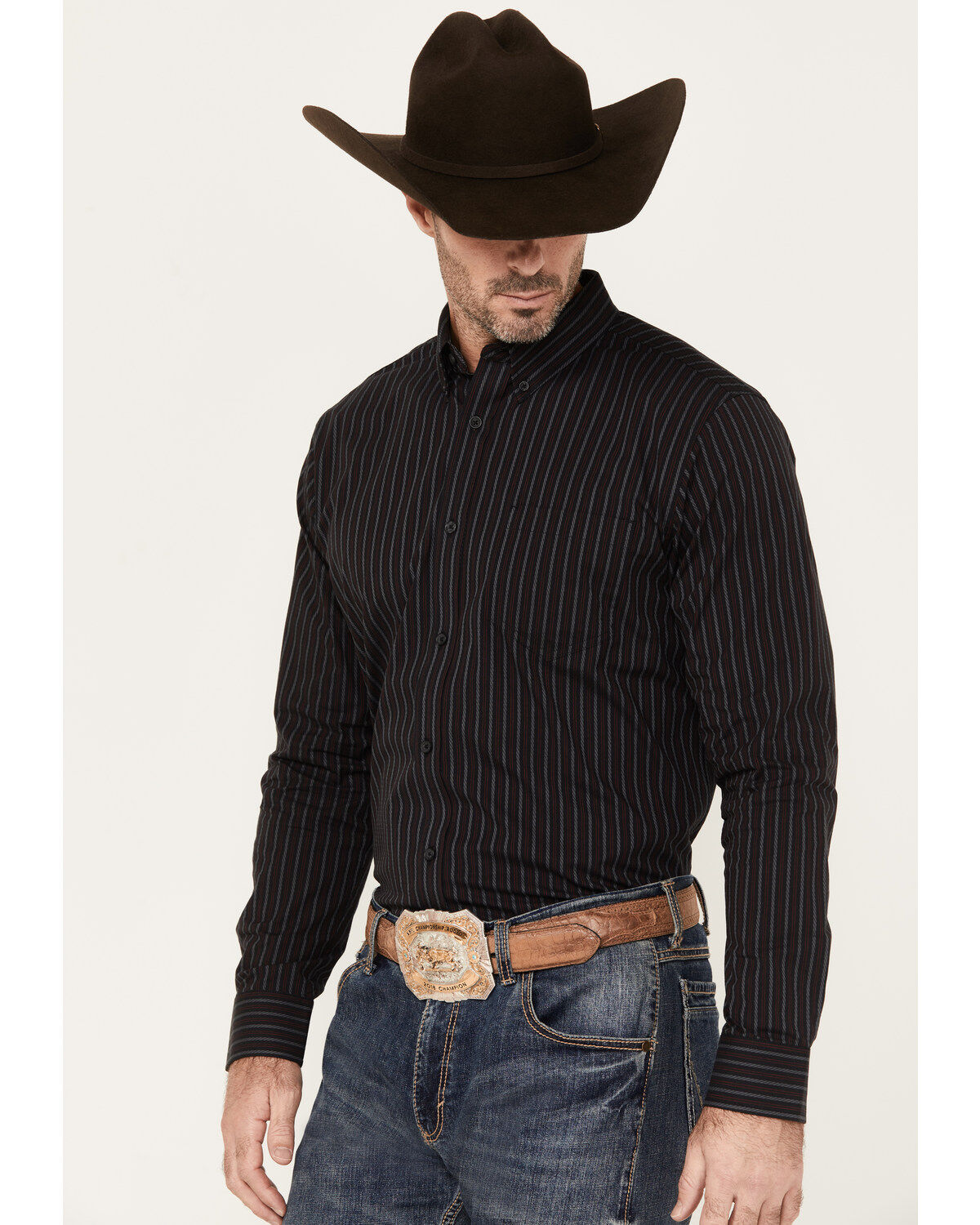 Image #2 - Cody James Men's Racer Striped Long Sleeve Button-Down Stretch Western Shirt, , hi-res