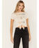 Image #1 - Shyanne Women's Mystic Crystal Tie Front Graphic Tee, Sand, hi-res