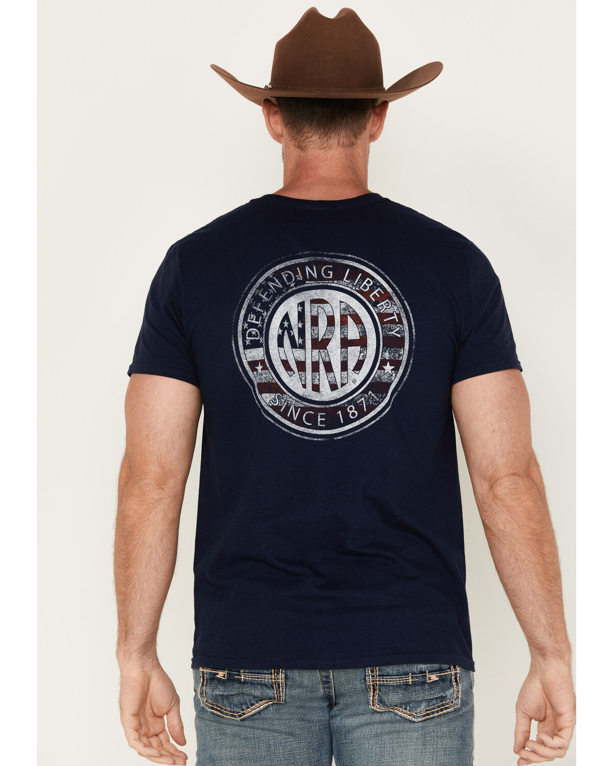 Image #1 - NRA Men's Defending Liberty Short Sleeve Graphic T-Shirt, Navy, hi-res