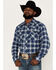 Image #1 - Wrangler Retro Men's Plaid Print Long Sleeve Snap Western Flannel Shirt , Blue, hi-res