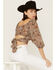 Beyond The Radar Women's Print Balloon Sleeve Blouse, Brown, hi-res