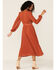 Flying Tomato Women's Solid Pleat Zip-Back Midi Dress , Rust Copper, hi-res