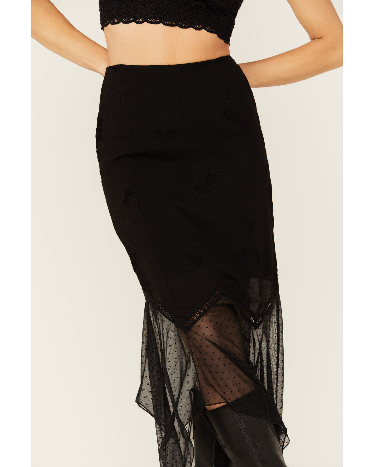 Image #2 - Wild Moss Women's Jacquard Lace Skirt, Black, hi-res