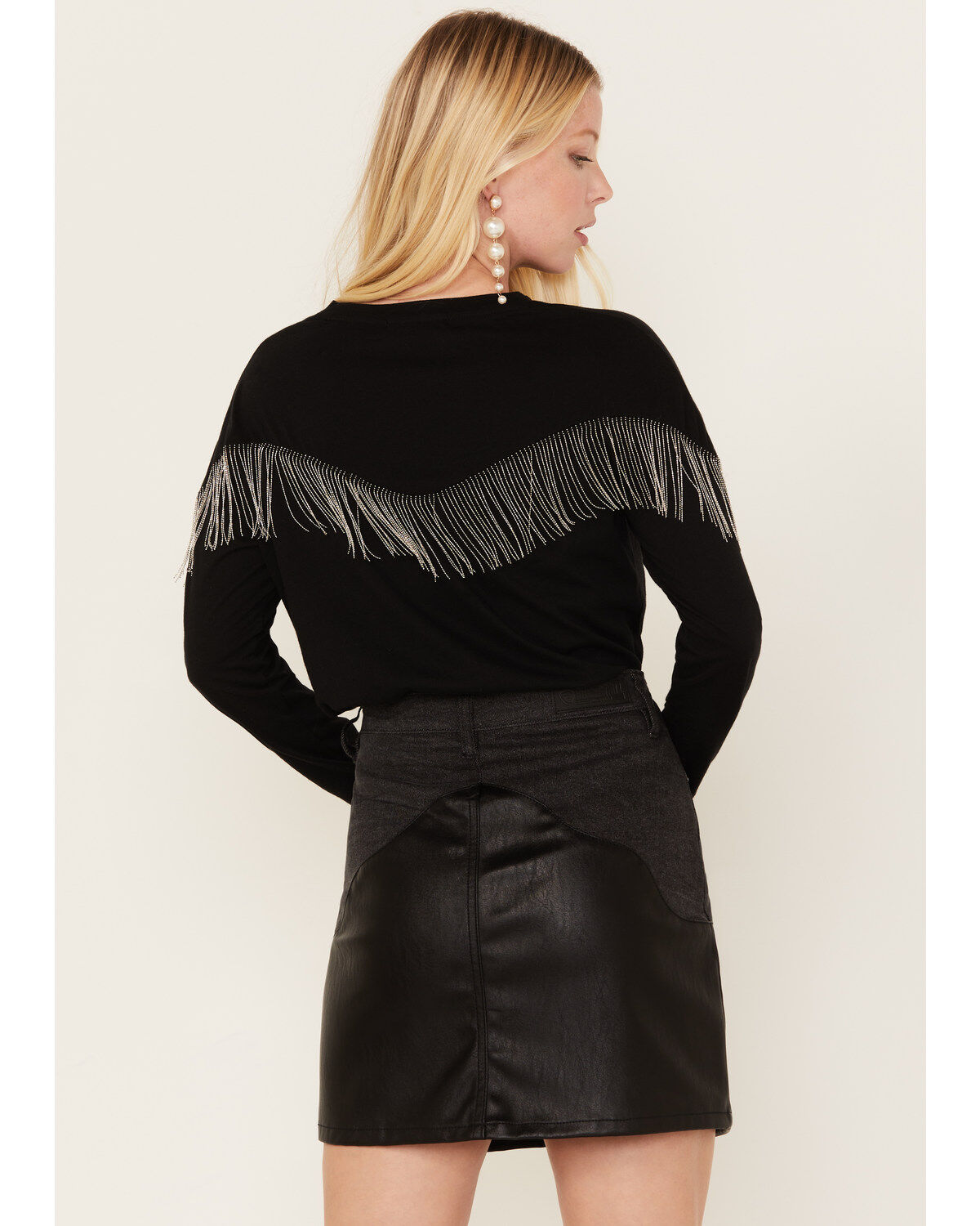 Image #4 - Rock & Roll Denim Women's Chain Fringe Long Sleeve Tee, , hi-res