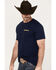 Image #2 - RANK 45® Men's Long Horn Short Sleeve Graphic T-Shirt, Navy, hi-res